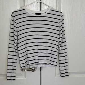 STATE Black & White Striped Long-Sleeve Crew Top